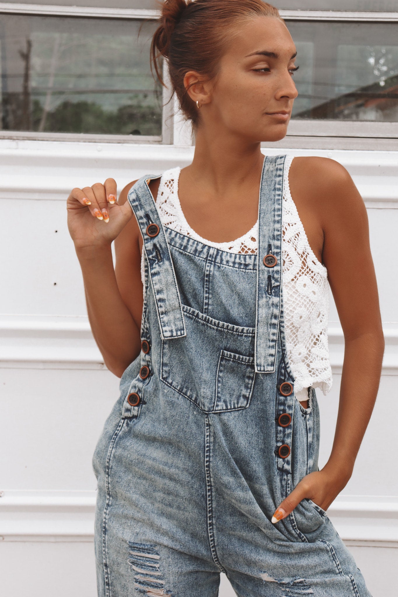 Womens loose shops fit overalls