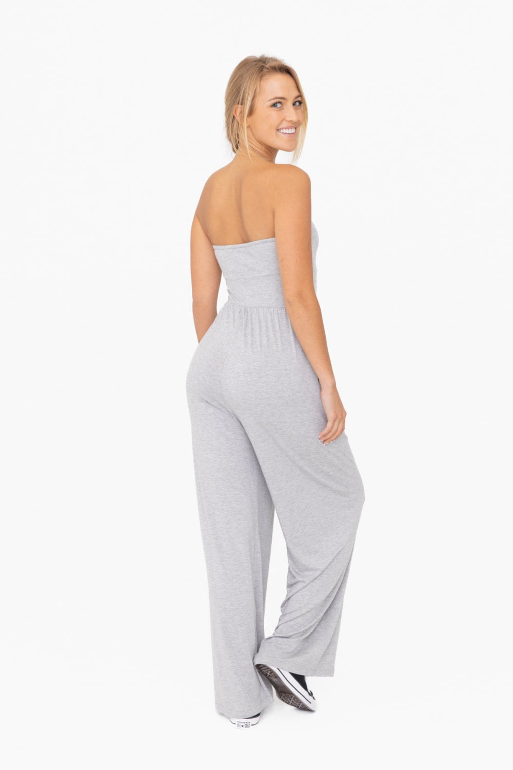 Bestseller Strapless Flared Jumpsuit Heather Grey